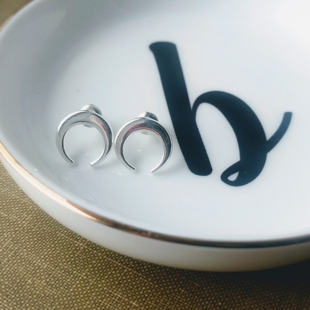 Silver Crescent Horn Studs